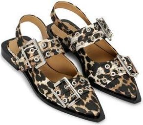 Ganni Slingback Pointed Toe Flat in Leopard at Nordstrom Rack, Size 6Us / 36Eu