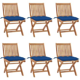 vidaXL Sillas De Jard&iacute;n Plegables 6 Uds Madera Maciza Teca Con Cojines Vidaxl