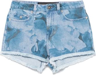 John Richmond Shorts denim con orlo sfrangiato - Blu