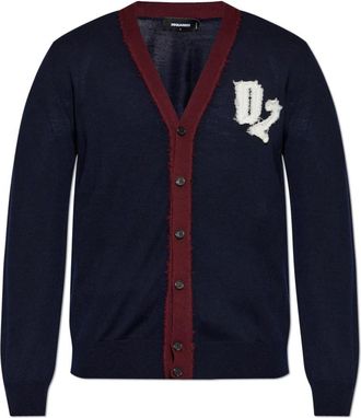 Dsquared2 Wollemantel met Logo - Heren - Vesten - Blauw - 3XL - Wol - Truien & Vesten