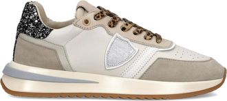 Philippe Model Low-Top Glitter and Suede Sneakers with Leopard Laces
