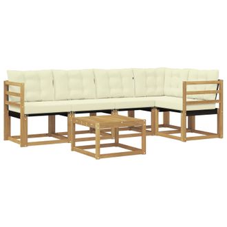 vidaXL Conjunto De Sof&aacute;s De Exterior Con Coj&iacute;n 6 Pcs Blanco Y Crema Vidaxl