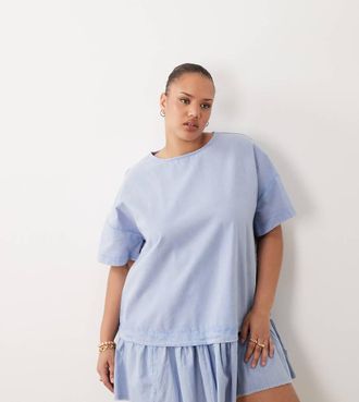 Asos Curve ASOS DESIGN Curve - Vestito T-shirt corto ibrido blu denim slavato-Multi