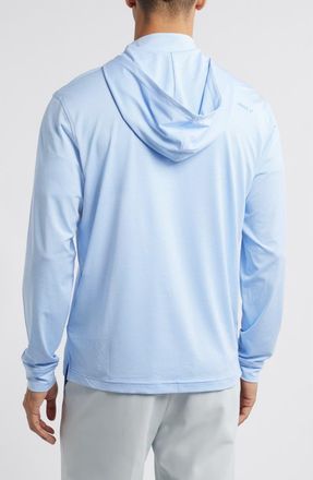 Johnnie-O Hybrid Performance Quarter Zip Hoodie in Seychelles at Nordstrom, Size Medium