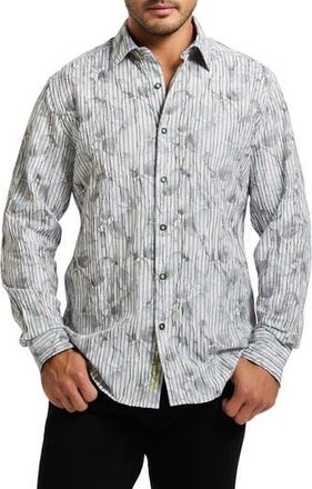 Robert Graham Lagos Long Sleeve Cotton Blend Button-Shirt in Olive at Nordstrom Rack, Size Xxx-Large