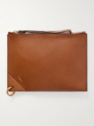 Chloé Pochette In Pelle Testurizzata Con Decorazioni - Marrone
