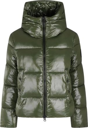 Save The Duck Gewatteerd jack met logopatch - Groen