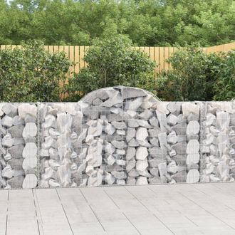 Berkfield Home Arched Gabion Baskets 2 pcs 200x30x100/120 cm Galvanised Iron in Silver