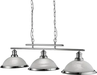 Searchlight Searchlight - Lampadario Contemporaneo Bistro Acciaio Argento Vetro 3 Luci E27