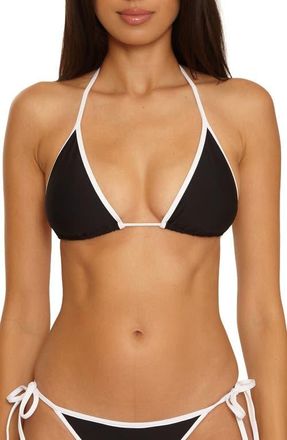 BECCA by Rebecca Virtue Sport Mode Triangle Bikini Top in Black at Nordstrom, Size Medium