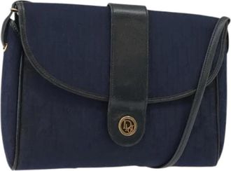 Dior Pre-owned Trotter Canvas Schoudertas - Dames - Vintage Schoudertas - Blauw - ONE Size - Leer - Vintage