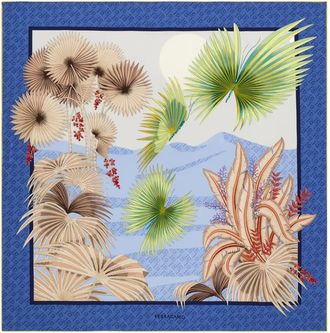 Ferragamo Foulard in seta con stampa Dure - Blu