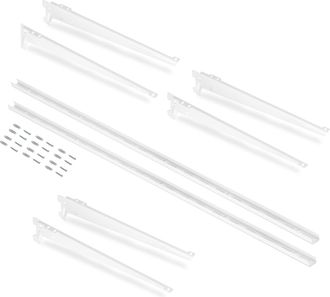 Emuca Kit Para 3 Estantes Con Sopores Y Perfiles De Fijaci&oacute;n A Pared Jagmet, Longitud 380mm, Acero, Pintado Blanco - Emuca