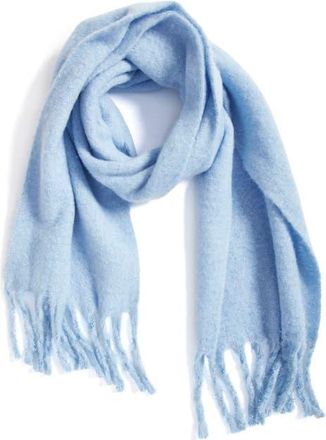 Treasure & Bond Cozy Sparkle Fringe Scarf in Blue at Nordstrom