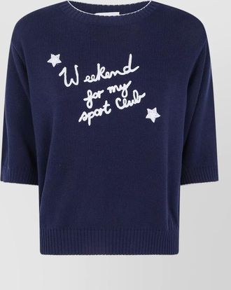 Max Mara cotton embroidered fine-knit short-sleeve sweater