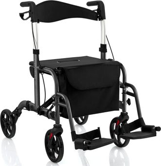 Costway Costway - 2 En 1 Andador Para Ancianos Con Asiento, Andador Rollator Multiusos Con Alturas Ajustables De 6 Niveles, Soporte Para Bast&oacute;n/paraguas, Anda