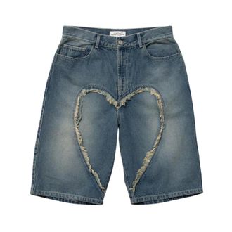 Carne Bollente Denim Shorts, male, Blue, Size: W32 Wide Denim Shorts
