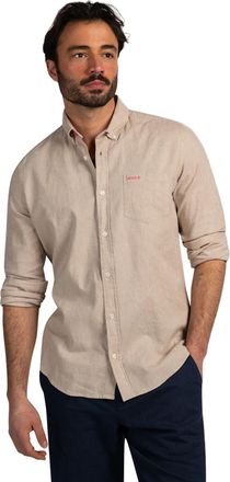 N-Z-A- NEW ZEALAND AUCKLAND Overhemd New Zealand beige borstzak button down boord normale fit