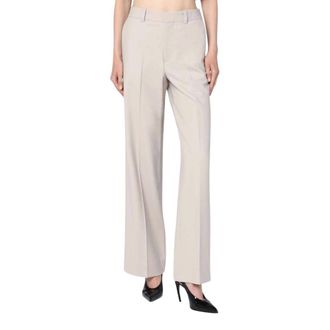Victoria Beckham Regular Fit Broek - Dames - Wijde Broeken - Beige - 2XS - Broeken