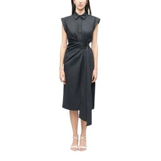 Marella Midi Blousejurk - Dames - Shirt Kleedjes - Zwart - 3XL - Kleedjes