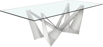 Angel Cerd&aacute; Mesa comedor rectangular cristal templado y acero cromado