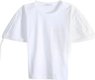 Givenchy Tops, Dames, Wit, L, Katoen, T-shirt van katoen met strikken