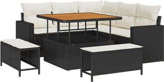 vidaXL Vidaxl - Garden Sofa Set 8 pcs Black and cream 100 x 100 x 71 cm