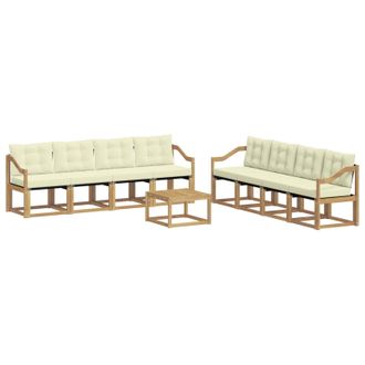 vidaXL Conjunto De Sof&aacute;s De Exterior Con Coj&iacute;n 9 Pcs Blanco Y Crema Vidaxl