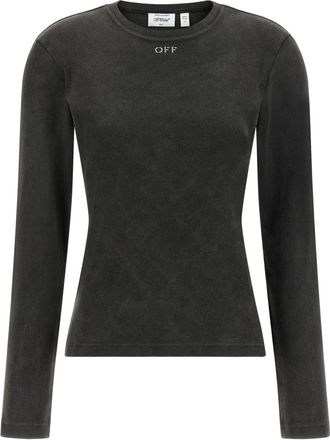 Off-white Tops, Dames, Zwart, XS, Katoen, Off Stamp Long Sleeve T-Shirt