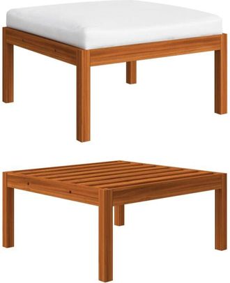 vidaXL Vidaxl - Reposapiés de jardín con cojín madera maciza de acacia