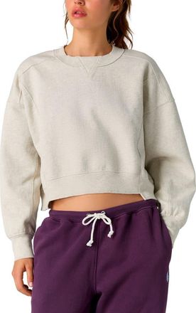Free People Intercept Crop Sweatshirt in White Heather Grey at Nordstrom, Size X-Large