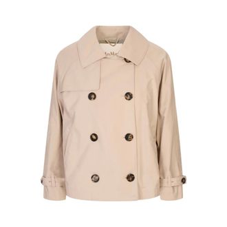 Max Mara Trench Coats, female, Brown, Size: M Short Double-Breasted Trench The Cube