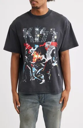 Bravado Oversize KISS Graphic T-Shirt in Black Wash at Nordstrom, Size Xx-Large