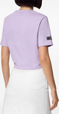 Versace Safety Pin cropped T-shirt - women - Cotton - 36 - Purple