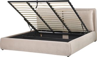 Beliani Beliani - Cama Con Almacenaje De Terciopelo Beige 180 X 200 Cm Otomana Bajonna