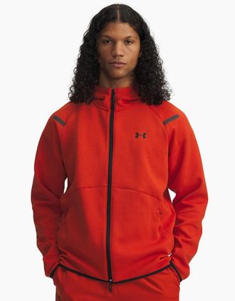Under Armour Mens Unstoppable Hooded Ribbed Cuff Sweat Jacket - Surplus Orange - Size: 44