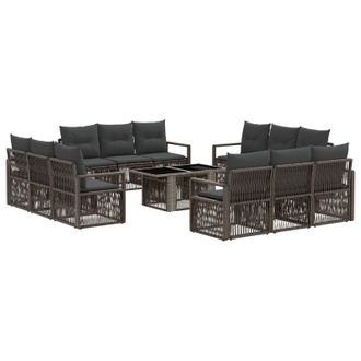 vidaXL Set Divano Da Giardino 13 Pz Grigio E Grigio Scuro Polyrattan Vidaxl