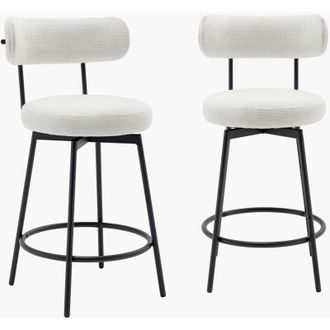 Sweeek Taburete De Bar Asiento Giratorio Metal Y Tela Simple, Set De 2