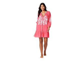 Tommy Bahama Linen Gauze Tunic Dress Womens Dress Coral Coast : SM, Cotton/Linen