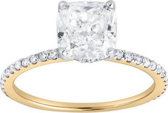 LuvMyJewelry Adeline 14K Gold 2.90 Ct Cushion Lab Grown Diamond Engagement Ring in 14K Yellow Gold at Nordstrom, Size 7