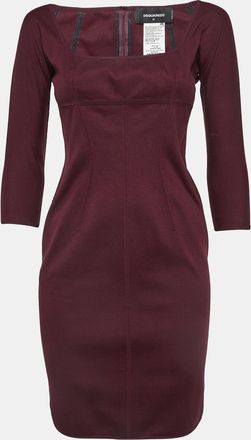 Dsquared2 Burgundy Cotton Knit Mini Dress