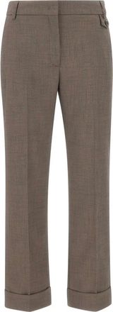 Liu Jo Straight-leg M&eacute;lange Fabric Trousers - female - Liu Jo - Straight Trousers - Brown - L - Trousers