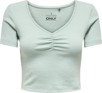 Only Kurzarmshirt ONLY ONLBETTY LIFE S/S SCALLOP V-NECK CC JRS, Damen, Gr. XL, jadeite, Jersey, Obermaterial: 95% Baumwolle, 5% Elasthan, unifarben, h&uuml;ftla