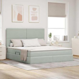 vidaXL vidaXL Letto con contenitore e materasso Grigio chiaro 160 x 200 cm
