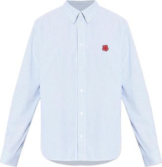 Kenzo Boke Flower Geborduurde Casual Overhemd - Heren - Casual Overhemden - Blauw - XL - Nylon - Overhemden