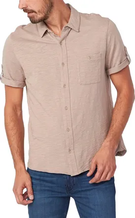 Paige Brayden Short Sleeve Shirt In Soft Tan