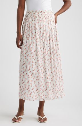Rails Dax Floral Cotton Midi Skirt in Rouge Romantic at Nordstrom, Size Xx-Small