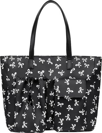 Generic Cymwer Large Capacity Tote Bag with Cup Holder Shoulder Bag for Women (Black Bow) (style5)
