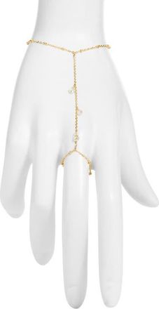 Vidakush Dainty Cubic Zirconia Drop Hand Chain in Gold at Nordstrom, Size 6
