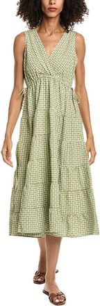 Max Studio Yarn Dye V-Neck Tiered Midi Dress